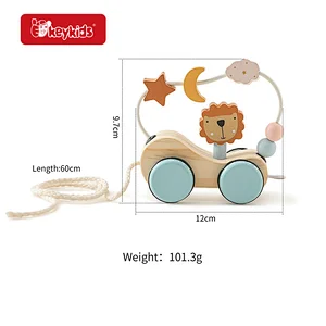 Customize pull toy wooden stacking train set for toddlers W04A648