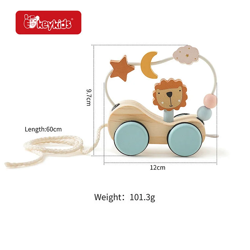 Customize pull toy wooden stacking train set for toddlers W04A648